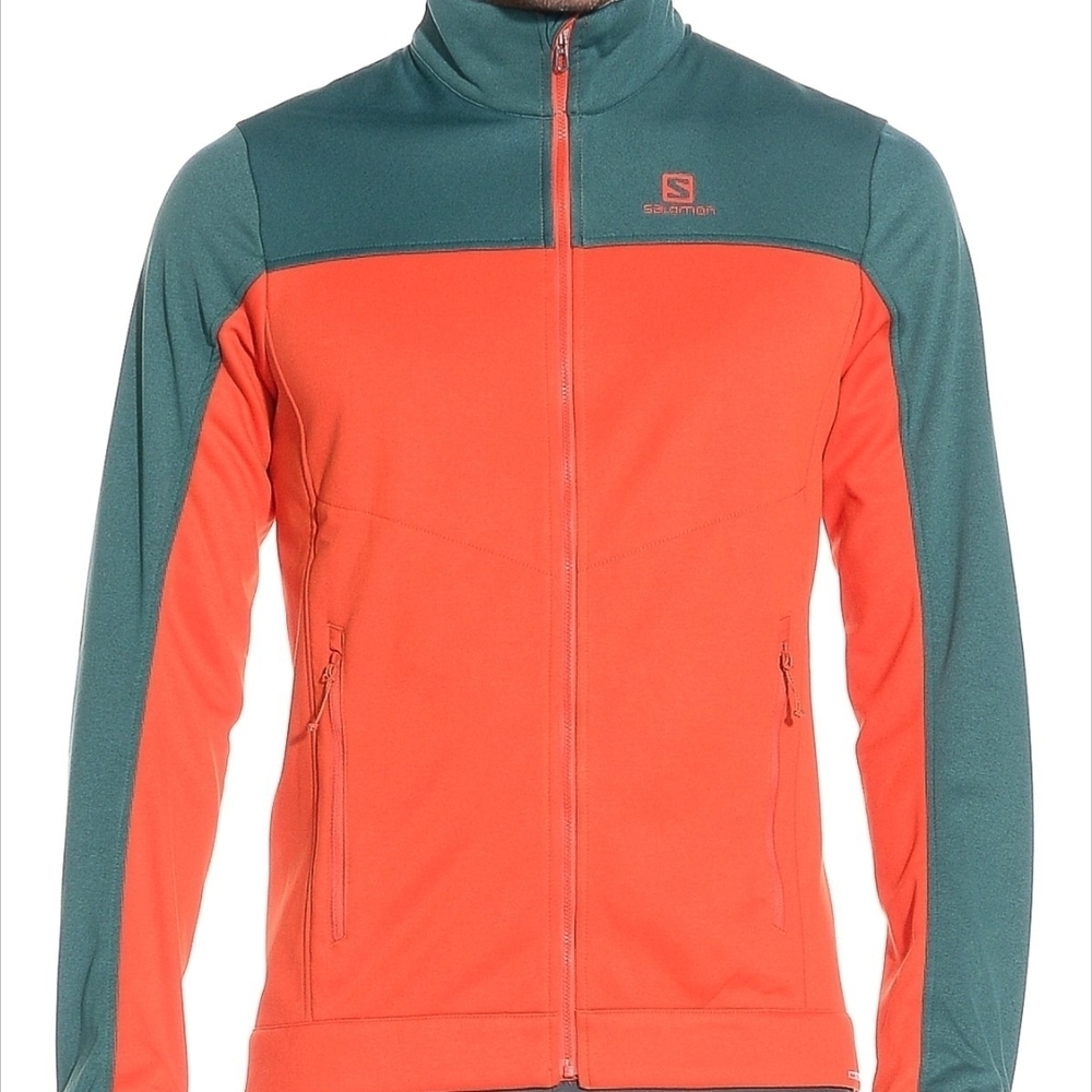 Salomon Performance Jacket Orange Green Lightweight Design